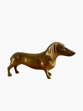 Vintage Brass Dachshund Figurine - Weiner Dog Statue